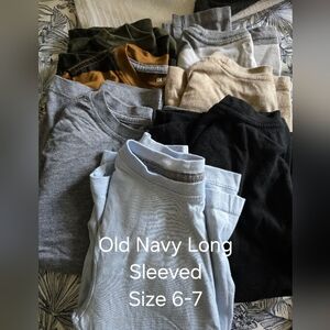 (7)Old Navy Kids Long Sleeve Tops - Light Blue, Gray, Black, Tan, Olive, Mustard